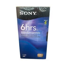 Sony VHS Premium Grade 6 Hours T-120 Video Blank Tapes Cassettes - 4 Pack - NEW